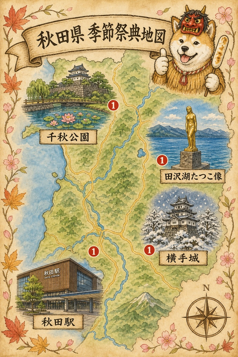 秋田 季節祭典地圖