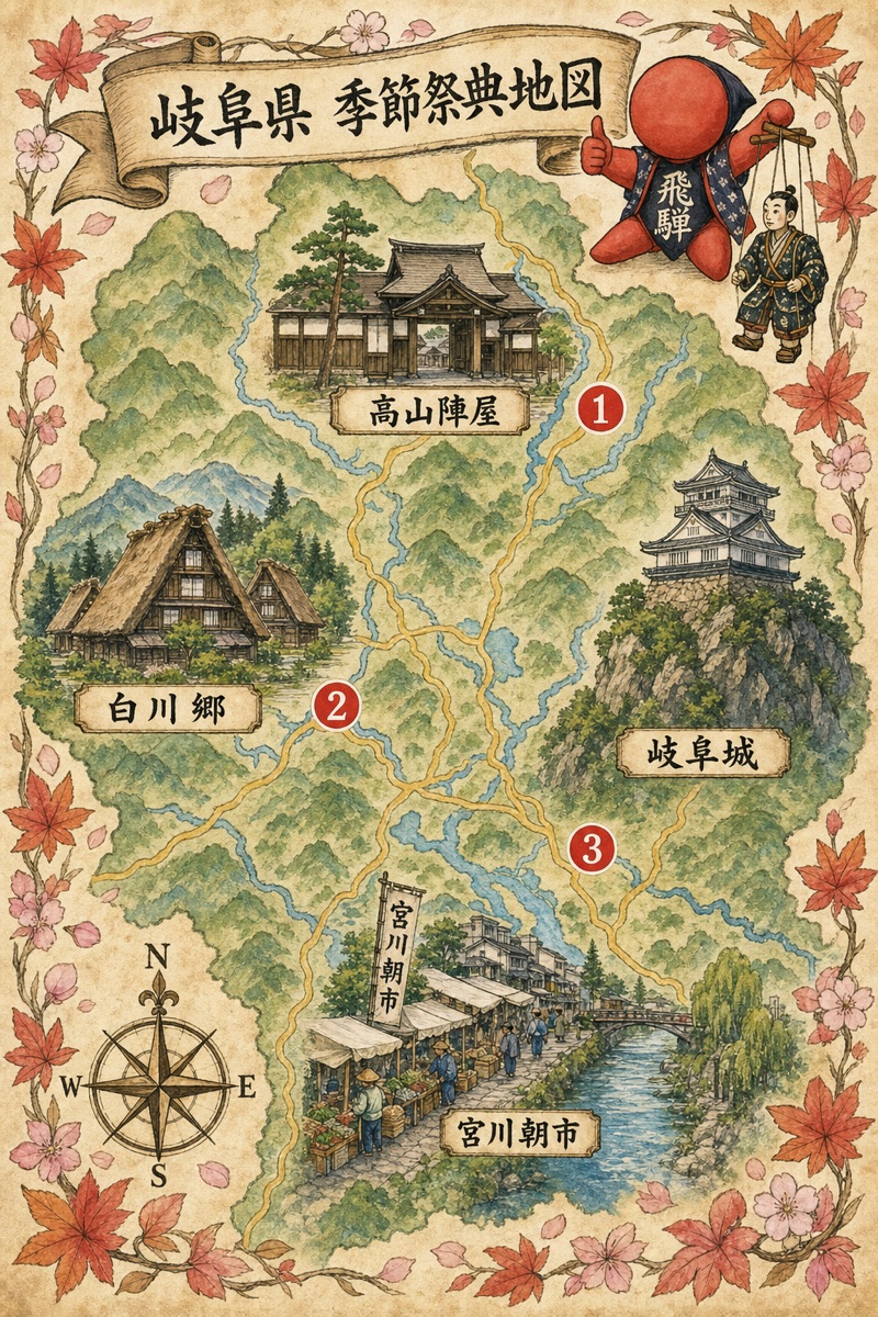 岐阜 季節祭典地圖